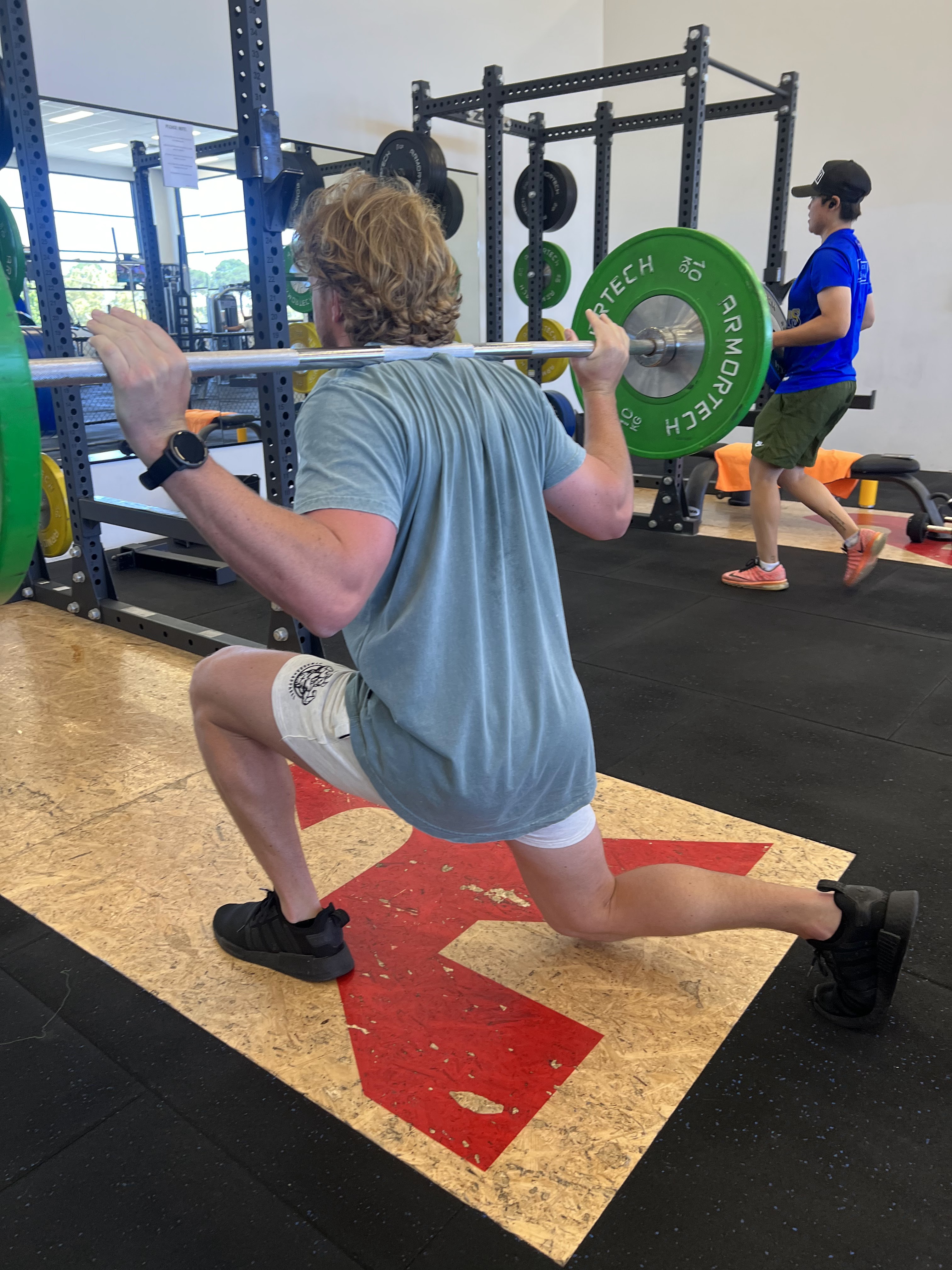 Barbell lunge training session
